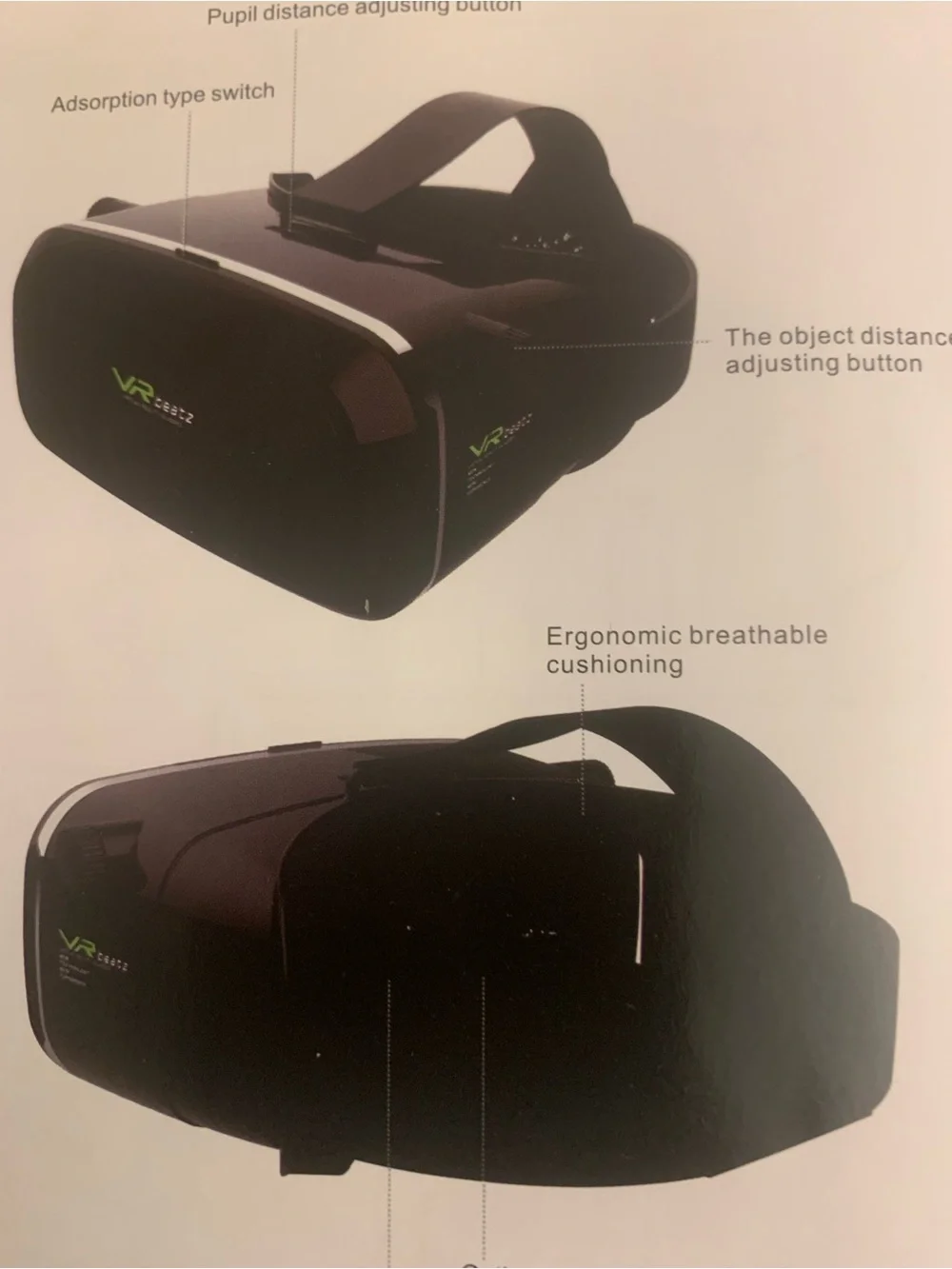 Black Smartphone VR Headset with Adjustable Focus